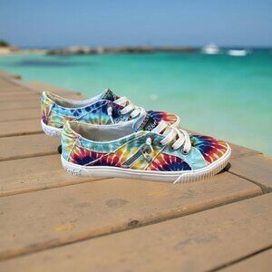 Blowfish Womens Tie-Dye Canvas Sneakers Size 8 Casual Lace-Up Shoes